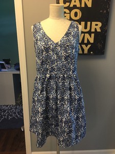 blue and white skater dress
