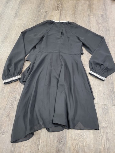 JJ's House NWT Women's Solid Black Pearl Trim Formal Wedding Funeral Medium - 第 5/6 張圖片
