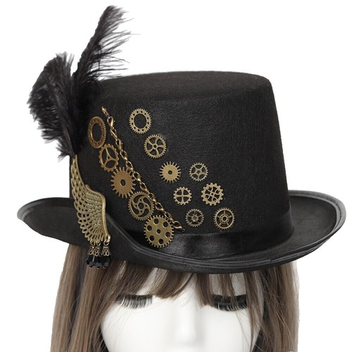 Adult Black Felt Top Hat Victorian Steampunk Magician  display picture 1