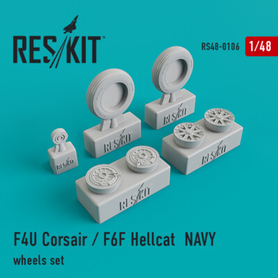 Resin wheels for F4U Corsair/F6F Hellcat NAVY Set scale 1/48 Reskit RS48-0106