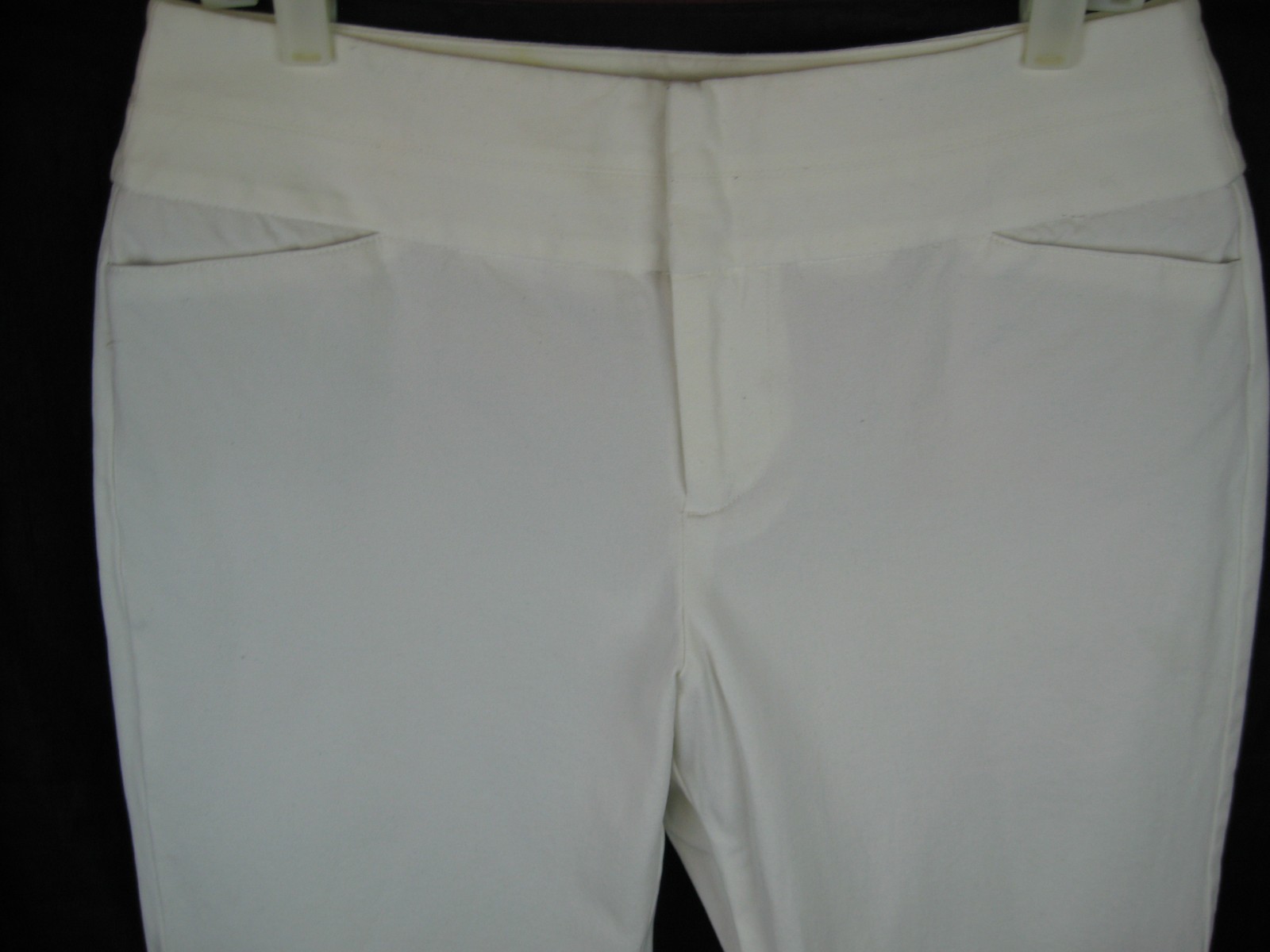 ELLE Women's Dress Pants Size 12, White, Wear to Work Cotton Spandex