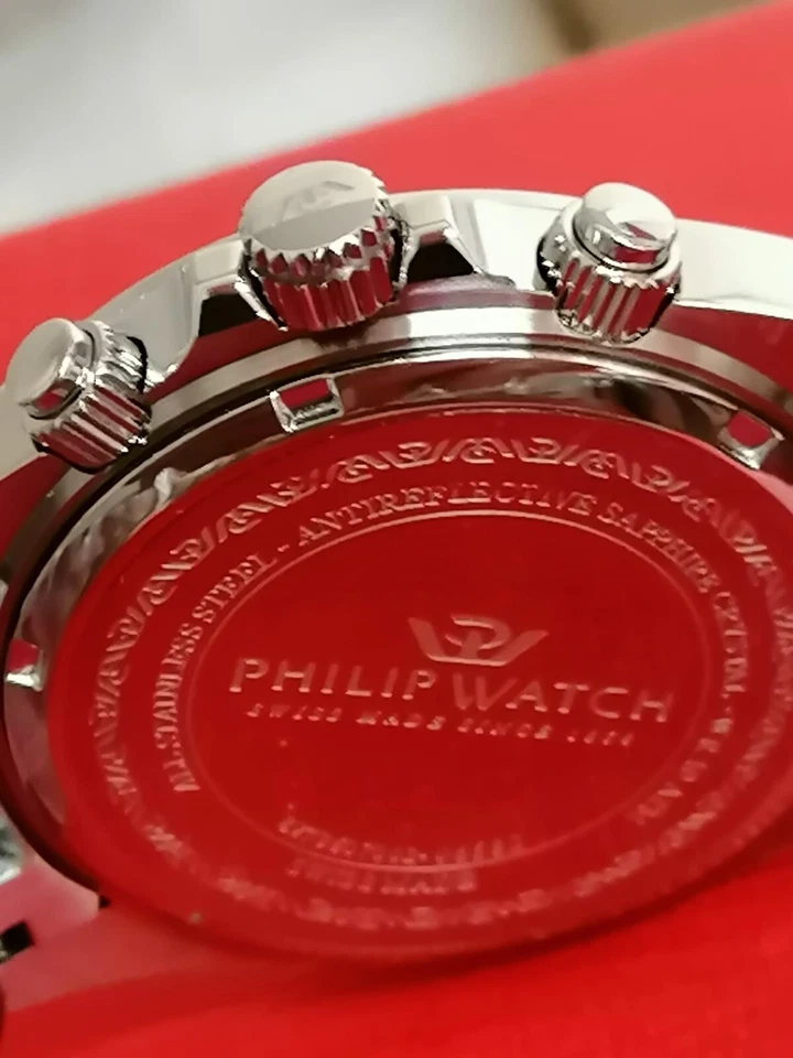 Philip Watch Caribe Orologio Uomo Cronografo nero  42mm Acciaio New - Immagine 4 di 4