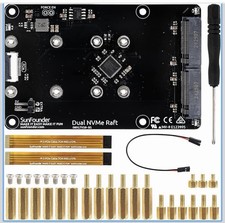 Dual NVMe Raft for Raspberry Pi 5 PCIe Gen 2.0 to M.2 HAT Key-M SSD Hailo-8L ...