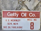 Vintage Getty Oil Co Painted Aluminum Well Oil Field Lease Sign