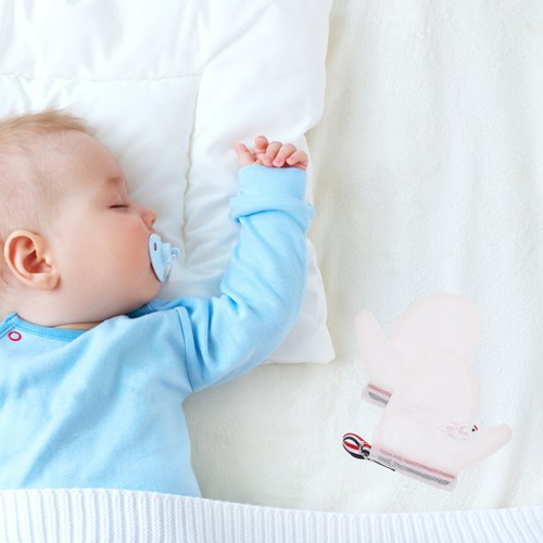 Guanto anti viso copri mani bambino smettere di succhiare guanti bambino bambino - Foto 11 di 12
