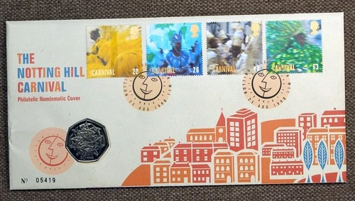 GB 1998 philatelic numismatic FDC - Notting Hill Carnival with 50p coin