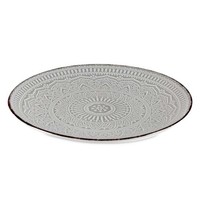 Speiseteller Teller Essteller Flachteller Steingut Rund Flach 27Cm Grau Mandala
