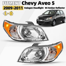For 2009 2010 2011 Chevy Aveo 5 Ls Lt Halogen Headlight Wamber Reflector Pair