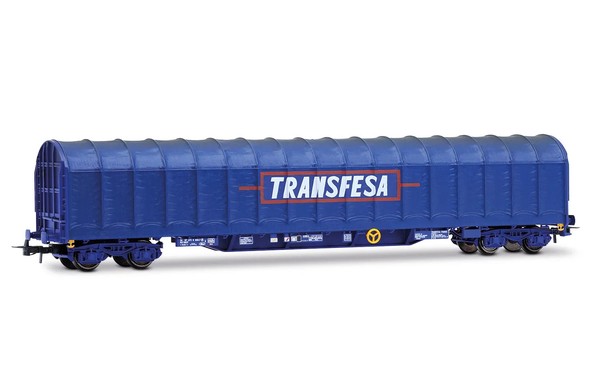 Electrotren HE6086 Schiebeplanenwagen Rils Sncf/Renfe Transfesa Blau Ep.Iv H0 Dc-image
