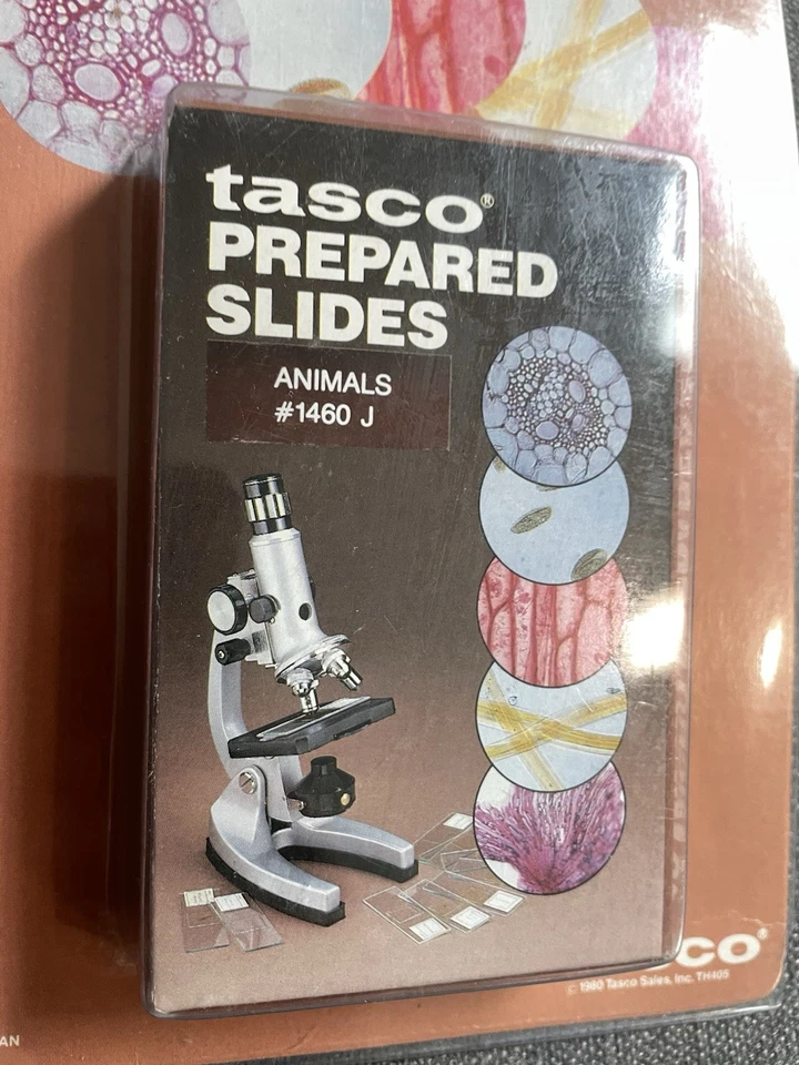 АНТИКВАРНЫЙ МИКРОСКОП СЛАЙДЫ TASCO ЛОТ 12 ЖИВОТНЫХ #1460J ОРИГИНАЛ УПАКОВКА ЯРЛЫК ЯПОНИЯ 1980 - Изображение 2 из 3