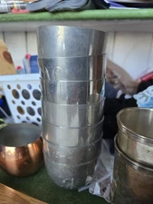 Vtg ATC Stieff Pewter P50 Silver Jefferson Cup Reproduction Colonial lot of 8