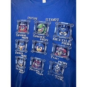 Bella Canvas Mega Man 3 Boss Select Screen Graphic Tee Blue Mens L Retro NES
