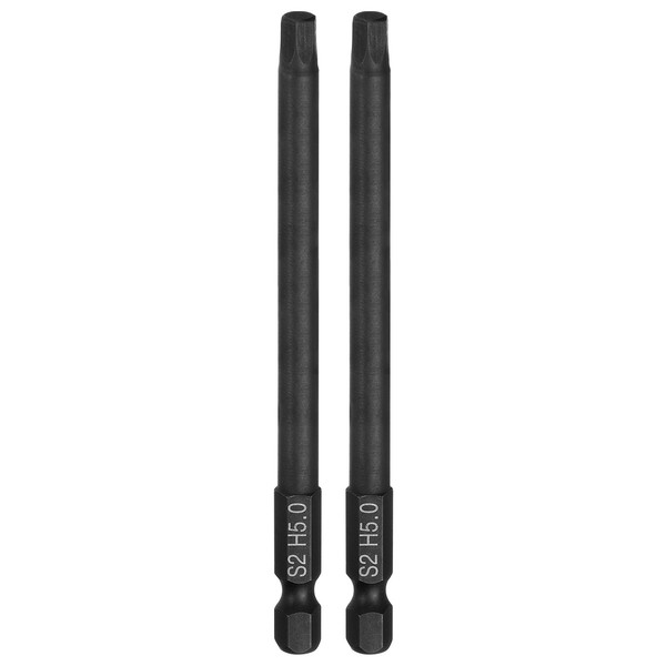 "2 StüCk Flache Sechskant-Bits H5.0 FüR Magnetspitze 1/4\" Schaft 10 Cm Schwarz"-image