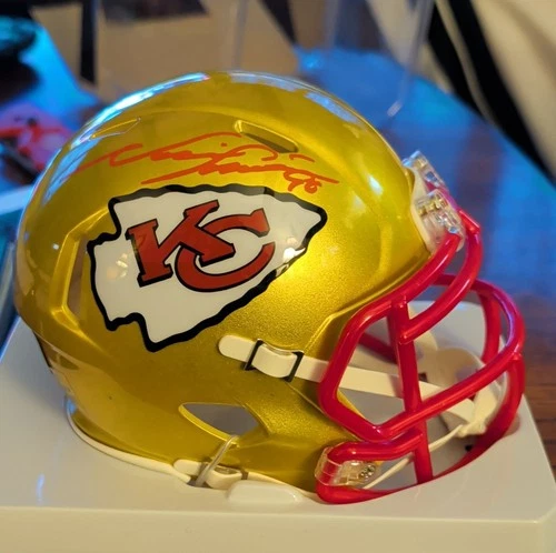 Kansas City Chiefs Neil Smith Gold Flash Helmet Autograph Beckett Authenticated