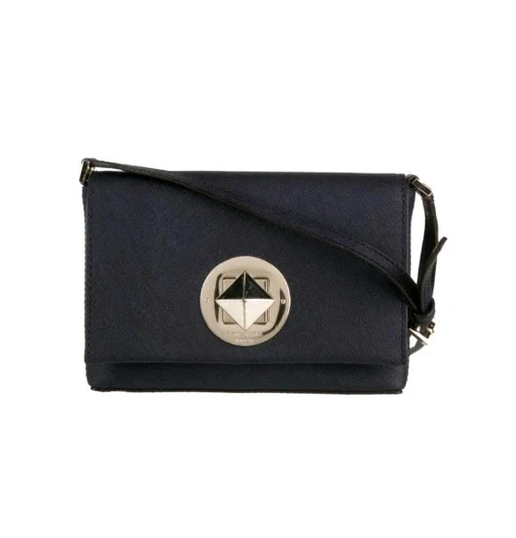 Borsa a tracolla Kate Spade Newbury Lane Sally Saffiano in pelle nera con logo cromato