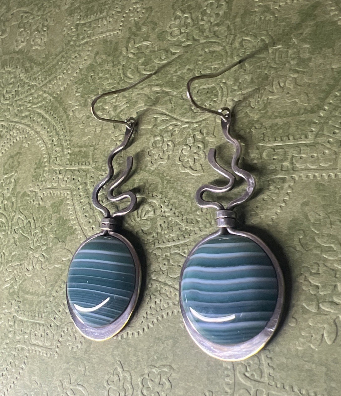 Vtg Solid 925 Sterling Silver drop dangle earring… - image 2