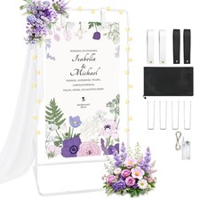 Wedding Welcome Sign Stand, Detachable White Easel Stand for Sign  Ground St...