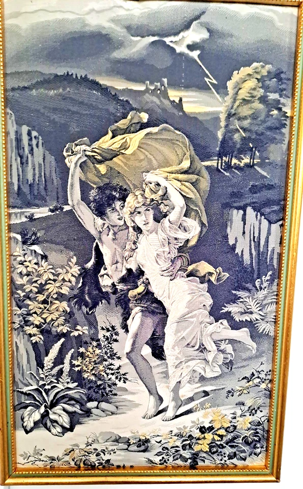 ANCIEN TABLEAU TISSE RUBAN DE SOIE NEYRET FRERES ST ETIENNE    L ORAGE - Photo 4/4