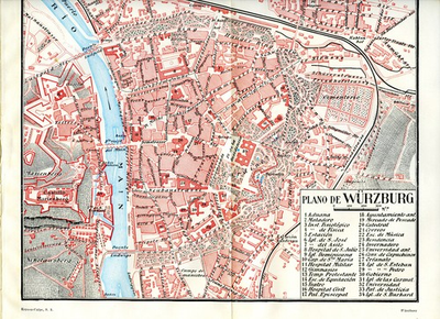 #ad #ad 1920s Antique Map Wurzburg Bavaria Germany European Retro Wall Decor $19.99