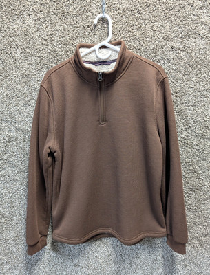 B.C. Clothing Sweater Mens Med Brown Heritage Sherpa Lined Waffle Knit Pullover