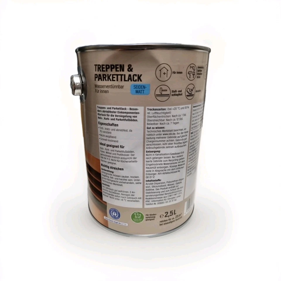Treppen- und Parkettlack 2,5L Versiegelungslack BEULE seidenmatt - Bild 2 von 4