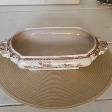 William Brownfield  Woodland Brown Floral Oval Ceramic Serving Dish Glossy 14058
