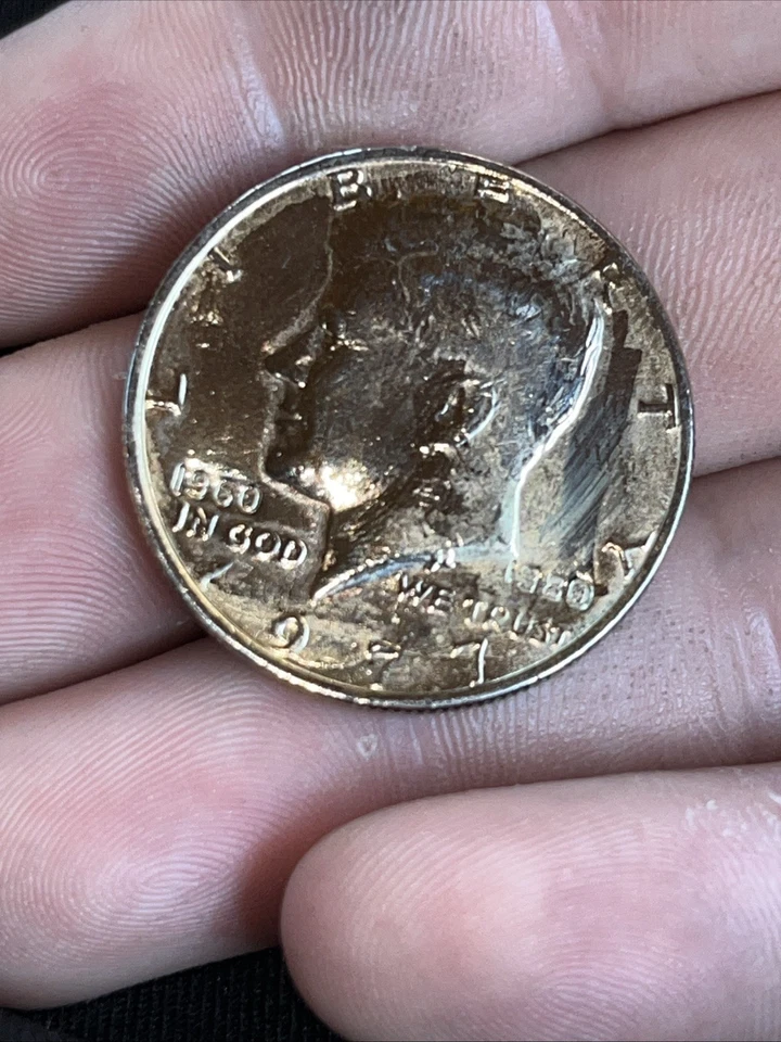 Very rare 1977 Kennedy half dollar also stamped 1960 and 1980 on sides - Image 3 of 3