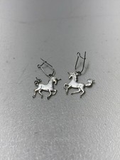 Sterling Silver Unicorn Earrings Dangle Marked 925 3g