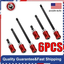 6Pcs 1/4 Hex Shank Quick Release Magnetic Screwdriver Extension Holder Drill Bit