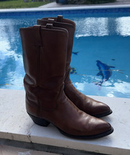 VINTAGE BILL BLASS DISTRESSED BROWN LEATHER WESTERN BOOTS Sz 10.5D MADE IN USA
