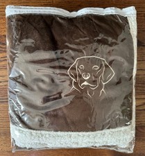 Large Chocolate Creme Embroidered Sherpa Blanket - Labrador Retriever Dog 60x48