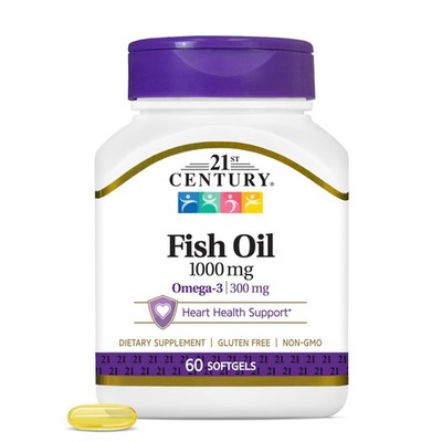 21st Century Fish Oil Omega 3 Supplement 60 Count Heart Health Support Pack of 3