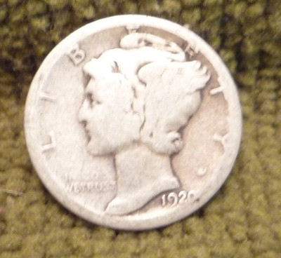 1920-D Mercury Dime 90% Silver 10 cent actual coin shown in the photos FREE SHIP