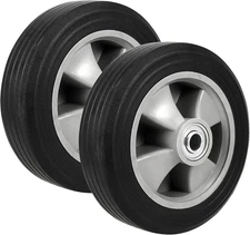 2 Pack 8 Inch Solid Rubber Replacement Wheels, Flat Free Hand Truck Tires with 5