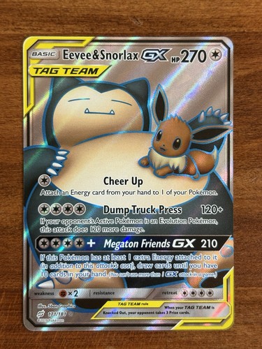 Pokemon TCG Eevee & Snorlax GX 171/181 SM-Team Up Ultra Rare Holo Full Art NM
