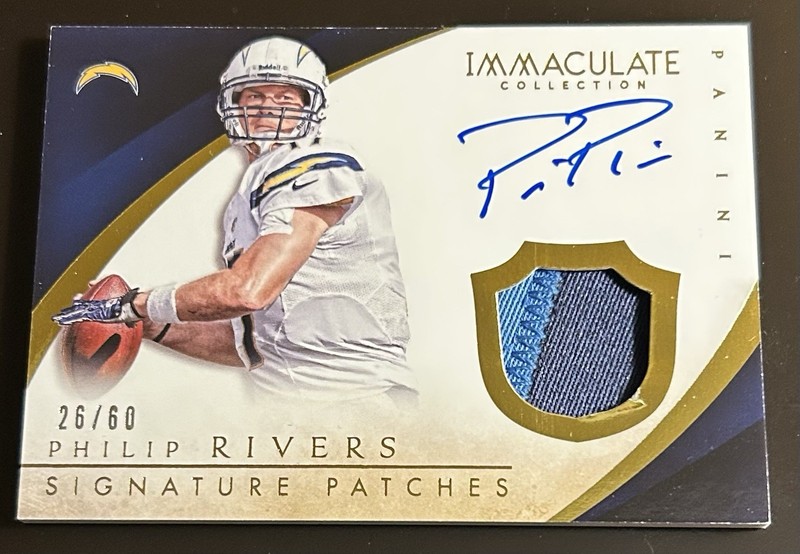 2015 Panini Immaculate Signature Patches Philip Rivers Game-Worn Patch Auto /60