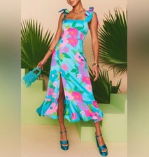 Show Me Your Mumu Garden Midi Dress in blue size L