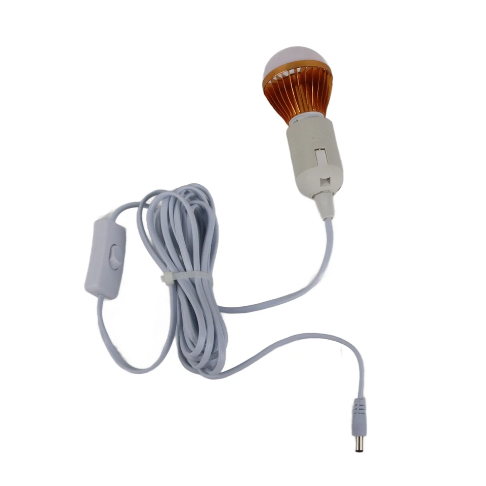 E27 Ball Bulb Spiral LED Solar For Camping Tent 12V 5W With 3meter DC Line Part - Image 2 of 4