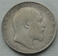 1906, King Edward VII Bare Head Silver Florin 2 Shillings, Good Dark Tones S3981