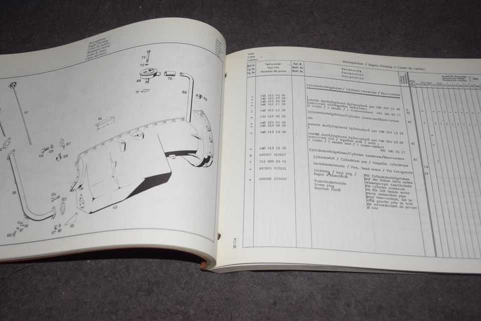 Ersatzteilliste Ersatzteilekatalog Mercedes Dieselmotor OM 346 1970 - Bild 3 von 4