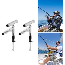 2X Boat Double Angle Fishing Rod Holder Stainless Steel Outrigger Adjustable