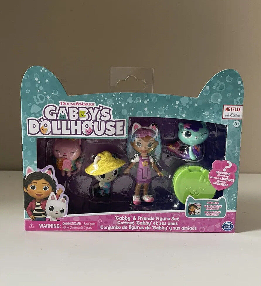 Gabby's Dollhouse, Gabby and Friends Figure Set with Rainbow Doll