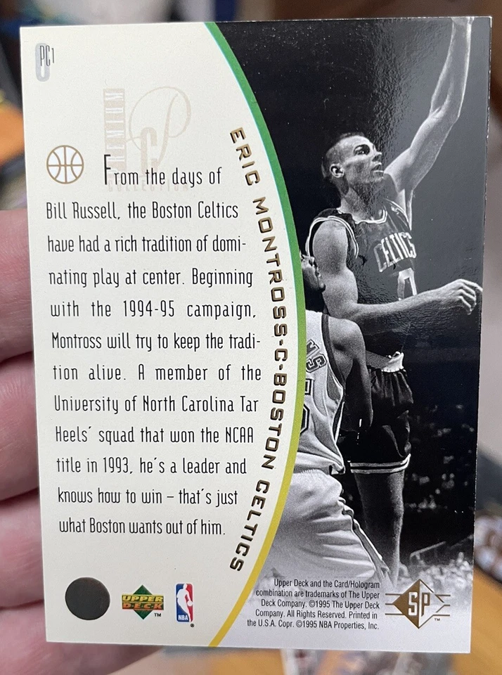 1994-95 Upper Deck SP PC1 Eric Montross COLECCIÓN PREMIUM Inserto Boston Celtics Foto 2 de 2
