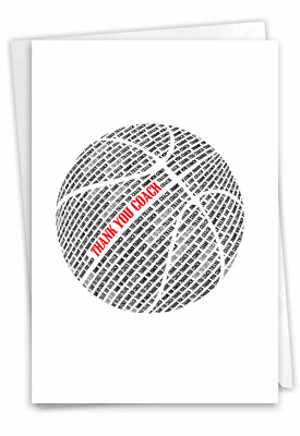 1 Thank You Greeting Card (Coach, Team) -Basketball Coach-Envelope,US-Made