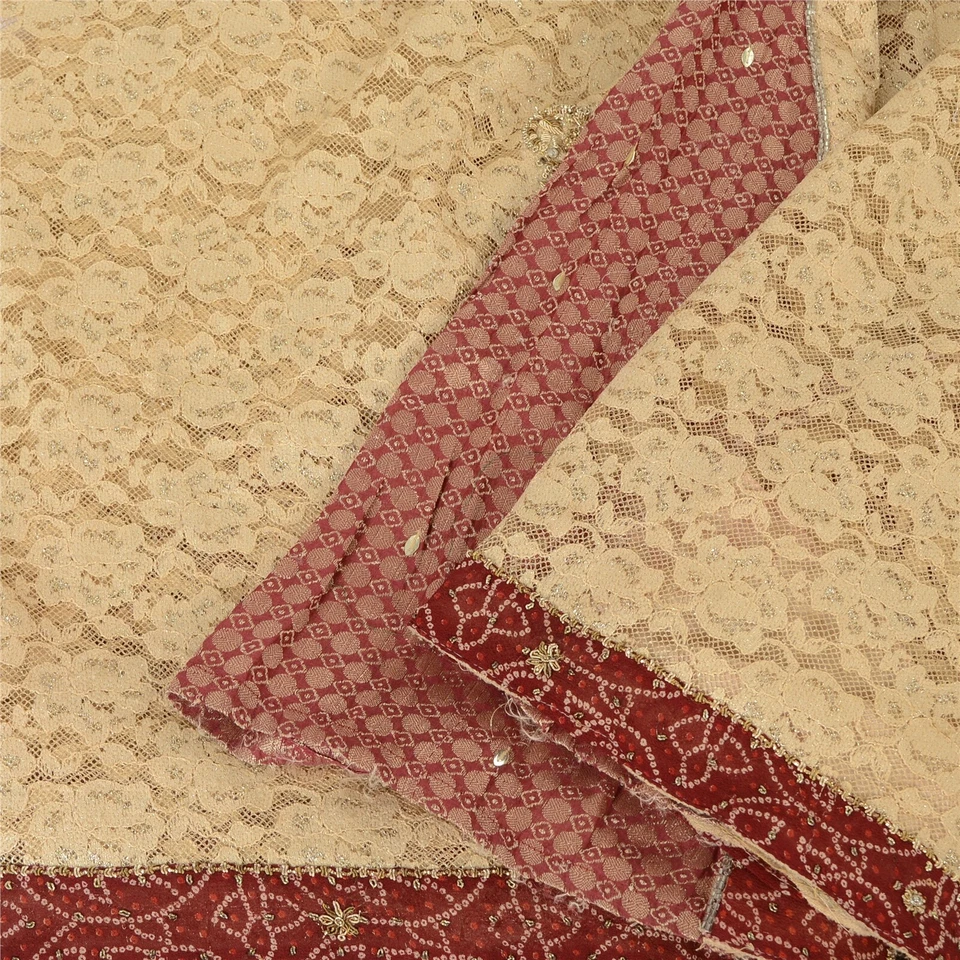 Sanskriti Vintage Sarees Art Silk Hand Embroidery Woven Prestitched Lehenga Sari - Image 3 of 4