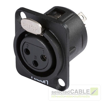 HICON XLR Einbaubuchse 3 pol versilberte Kontakte Push Button TYPE D | HI-X3DF-M