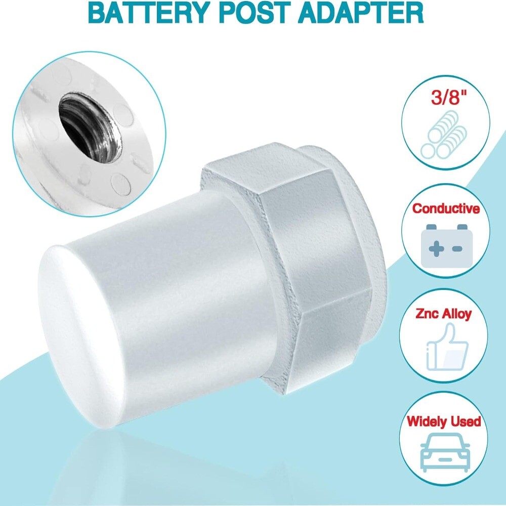 2Pcs Metal 3/8" Thread Car Positive Negative Battery Post Terminal