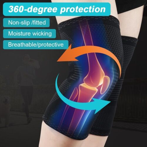 Knee Compression Wraps Weight Lifting Straps, Guard Pads Sleeve Powerlifting Gym - Picture 2 of 7