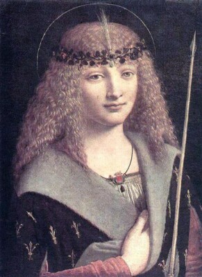 Oil painting Giovanni-Antonio-Boltraffio-St-Sebastian young man portrait canvas