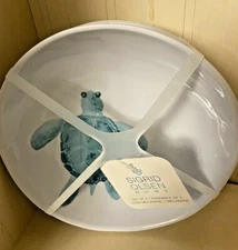 Sigrid Olsen Coastal Wht Turquoise Sea Turtle MELAMINE Cereal Soup Bowl 4 Pc SET
